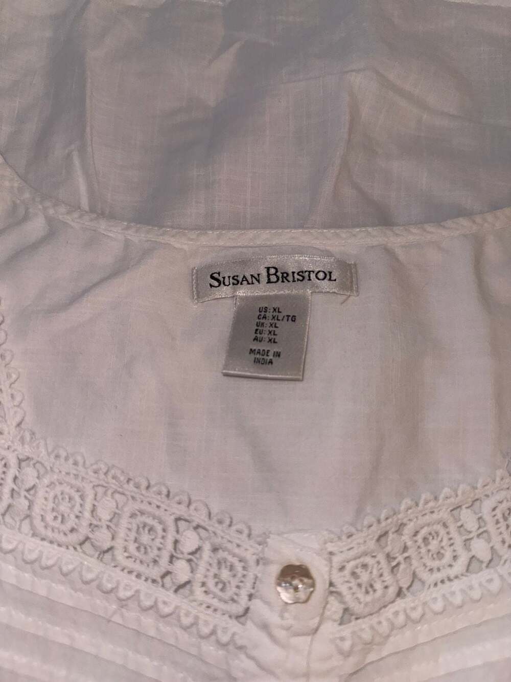 Susan Bristol Women's 100% Cotton Lace-Trimmed Nightgown, Size XL - Picture 2 of 3